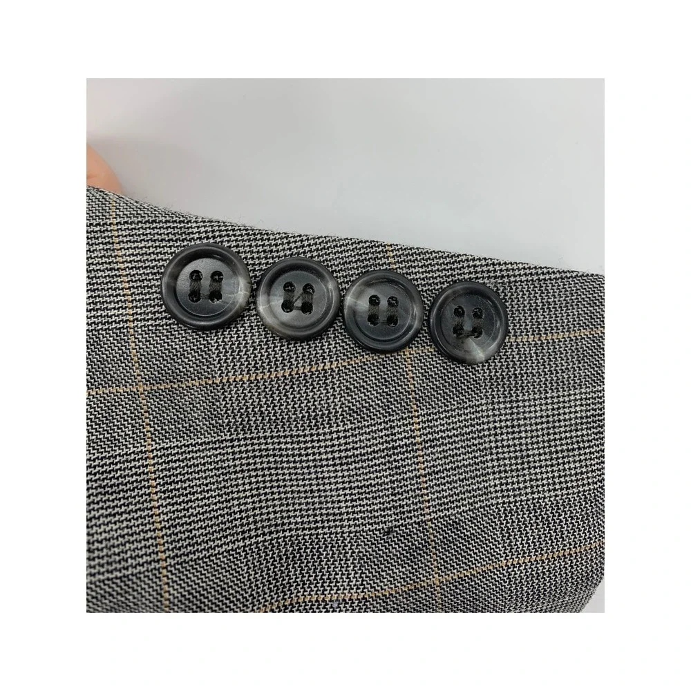 Vintage Burberrys Blazer Mens 44L Gray Plaid Super 100s Wool Made USA